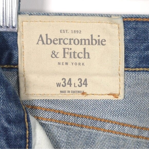 Abercrombie & Fitch Men’s Distressed Straight Jeans Button Fly Cotton Size 34x34 - Picture 4 of 13